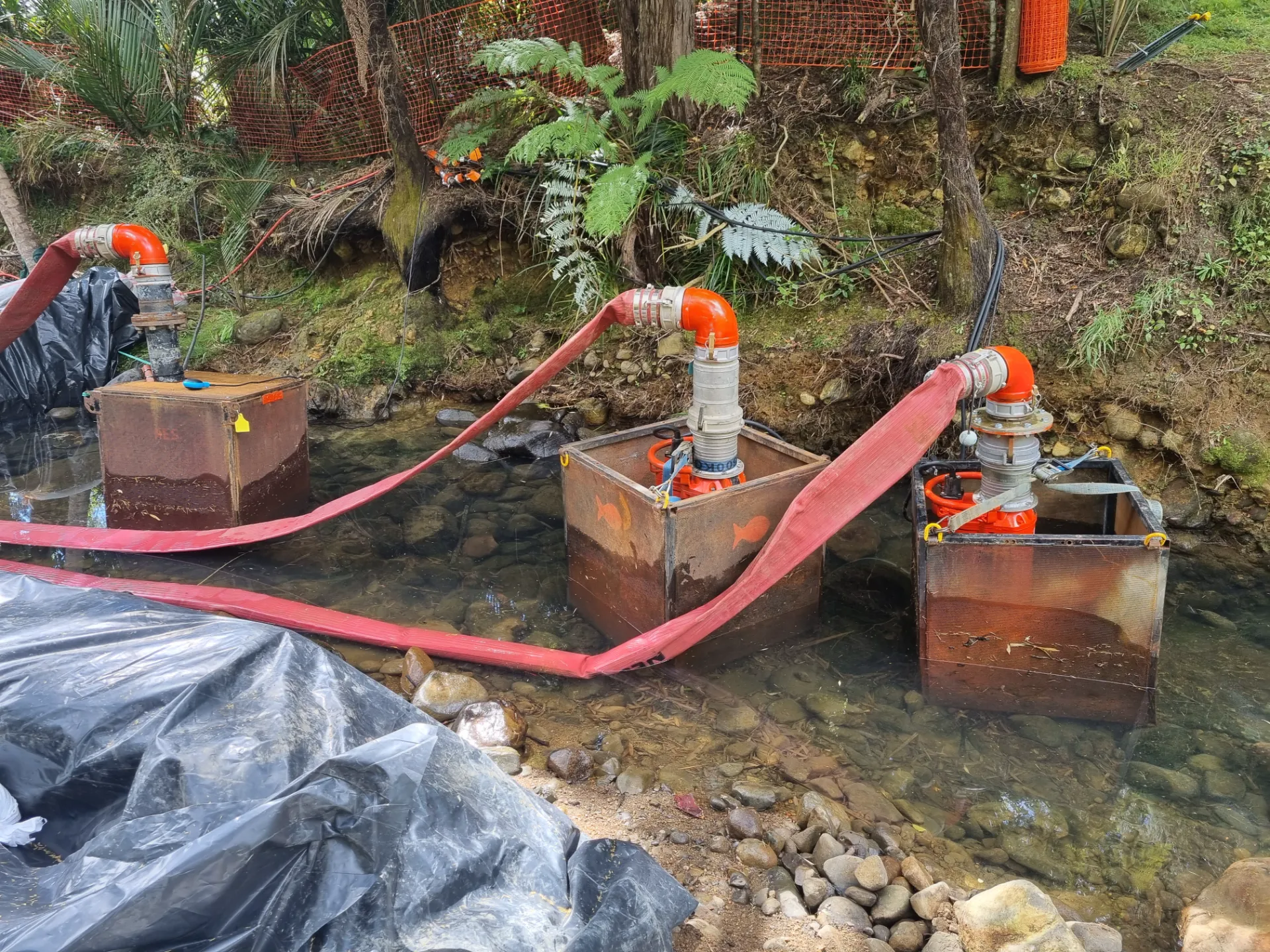 Stream Diversion with industrial heavy duty pumps from NES Hire.